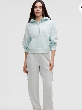 NWT Lululemon Oversized Cropped Half‑Zip Hoodie in Sheer Blue xs/s